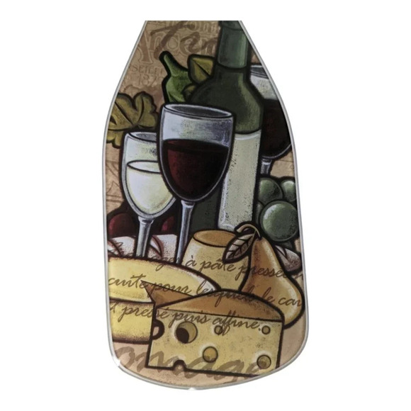 Glass Cheese and Cracker Plate/Serving Tray in Wine Bottle Shape - Picture 3 of 5